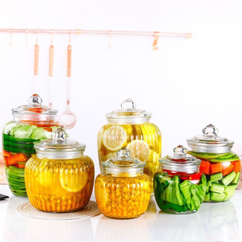 Pumpkin Shape Pickle Jar Airtight Food Storage Glass Cookie Jar with Glass Lid for Cereal ,Beans, Snacks,Biscuit