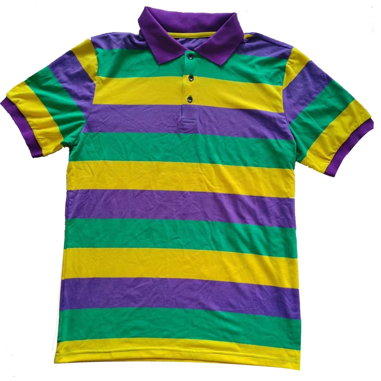 2024 New Orleans Carnival Holiday Stripe Pattern PGG Polo Shirt Men's T-shirt Short Sleeves Women Clothing Mardi Gras Apparel