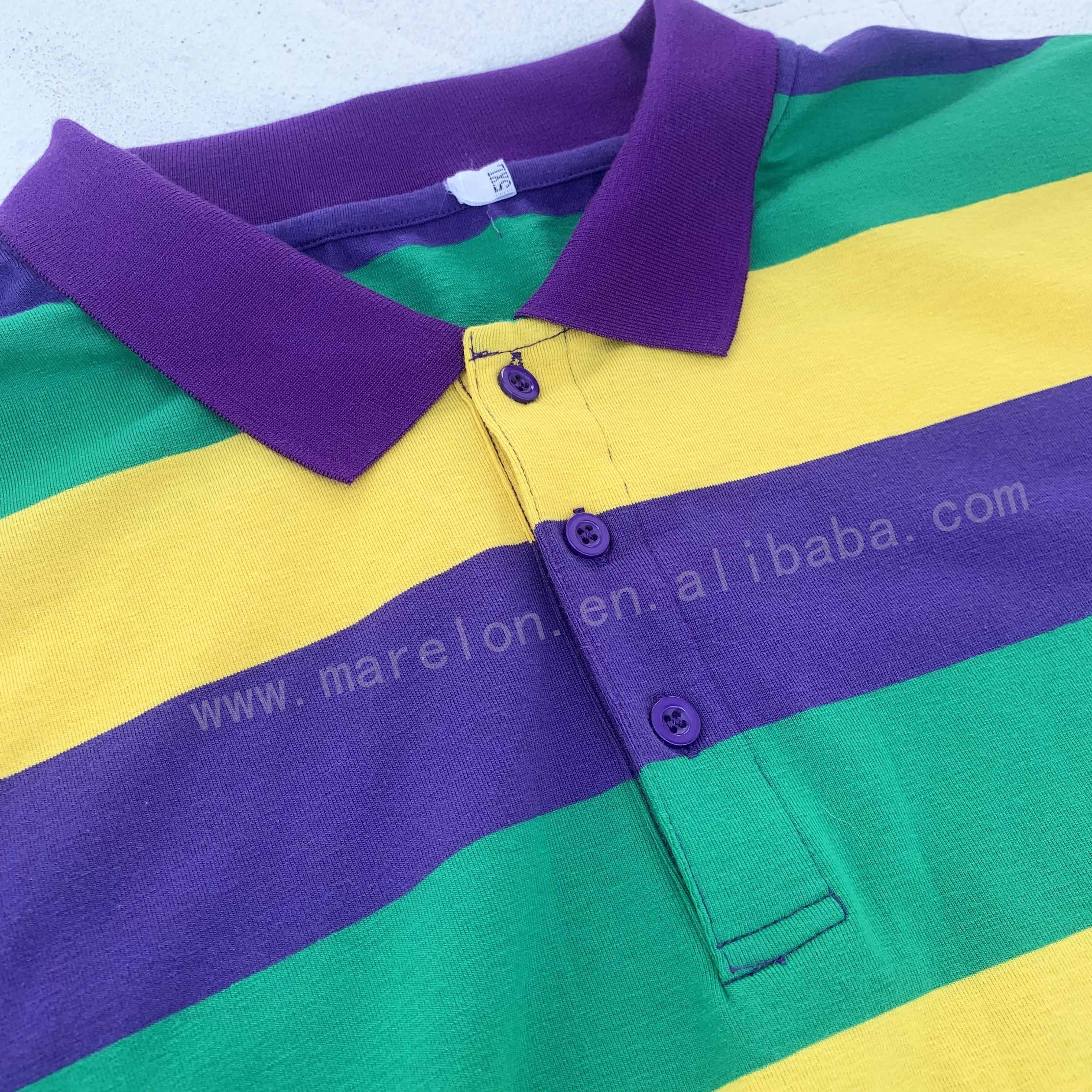 New Orleans Carnival Adult Clothes Long Sleeves Striped Polo Shirt Men's Wear Outfit Custom T-Shirts Mardi Gras Apparel