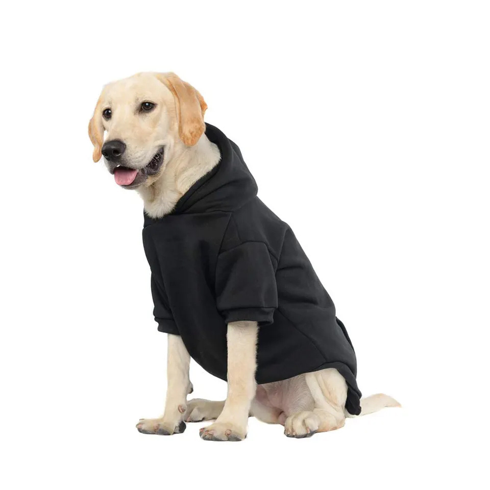 Warm Fleece Dog Hoodie Soft Dog Hoodie Sweatshirts With Leash Hole And Pockets Dog Winter Coats Pet Clothes