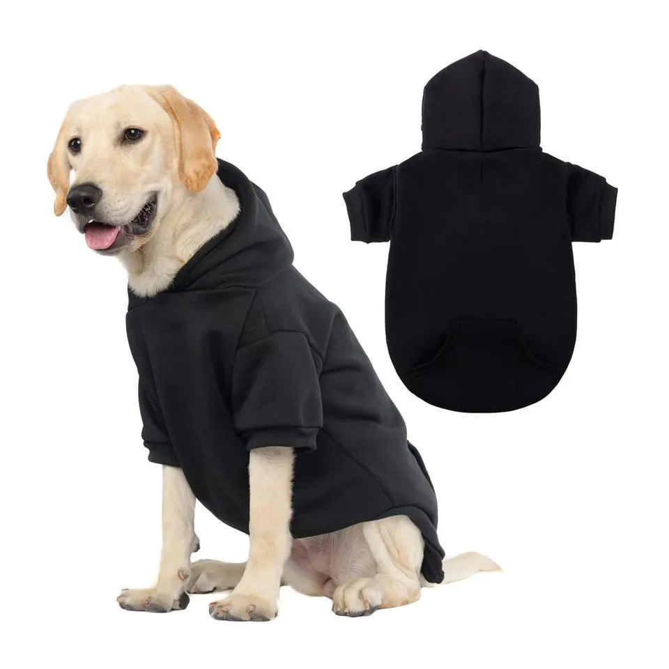 Warm Fleece Dog Hoodie Soft Dog Hoodie Sweatshirts With Leash Hole And Pockets Dog Winter Coats Pet Clothes