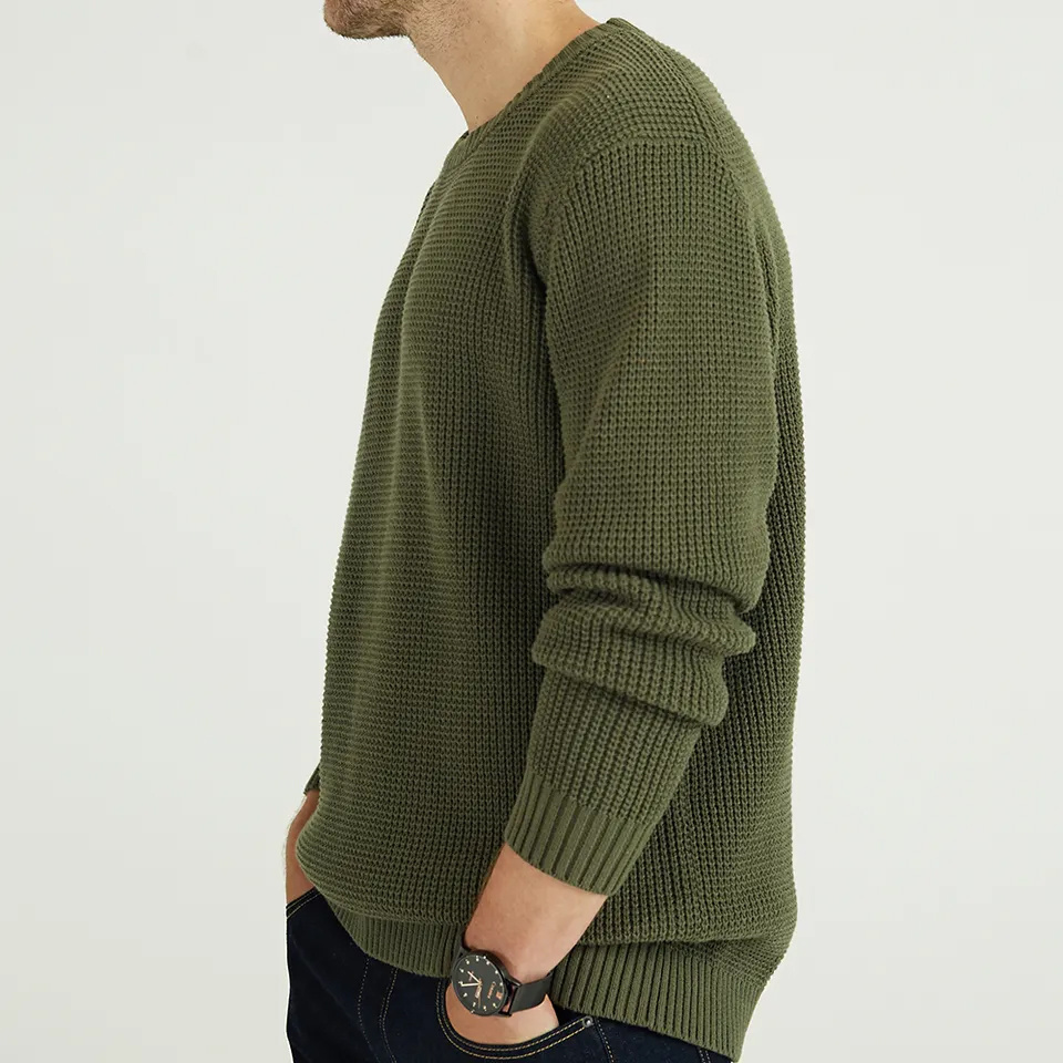 100% Cotton Winter OEM Custom Men's Crewneck Pullover Sweater Plain Knit Pullover Breathable For Men Sweater Manufacturer