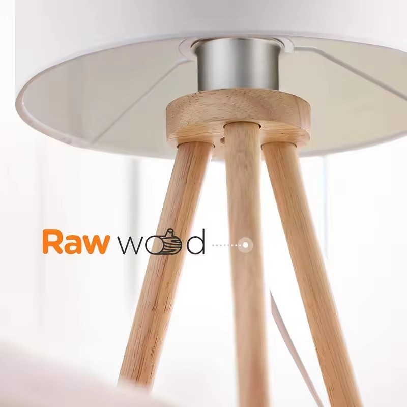 Marglice Modern Style Wooden Material Tripod Shape Design Simple Elegant Classic Cute Fabric Lampshade Table Lamp For Bedroom