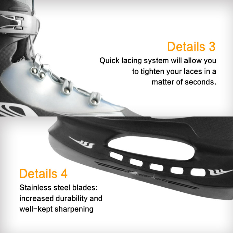 Fibre Cold Resistant PVC Shell Stainless Steel Knife Ice Skates