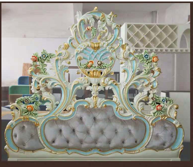 Luxury French Rococo Style Antique Wood Carved Marquetry Canopy Bed Royal Four Poster King Size Storage European Bedroom