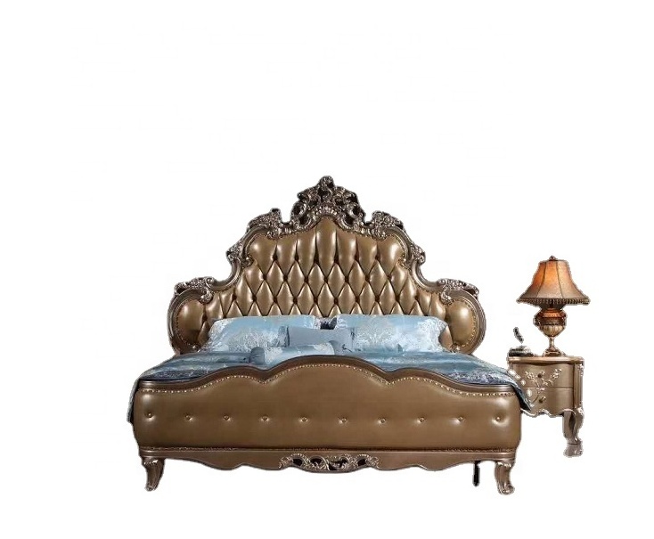 Foshan Round Bed Carved Wedding Bedroom Furniture Classical Wooden Antique European Home Wholesale Luxurious Royal King Size