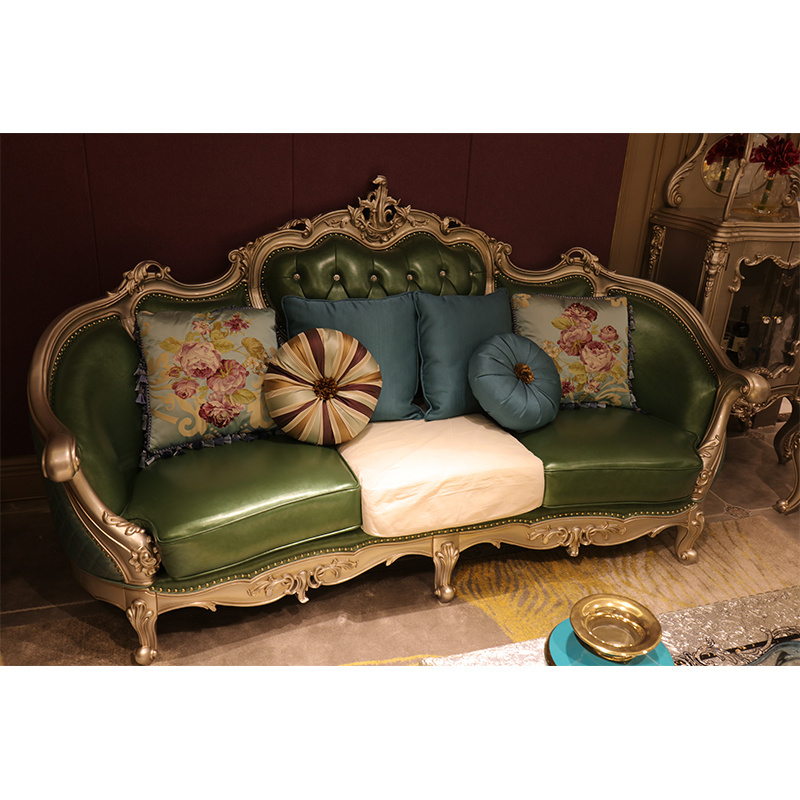 High-End 7 Seater Royal Luxury Leather Sofa Set Factory Supplied Antique Living Room Furniture for Home Hotel Restaurants