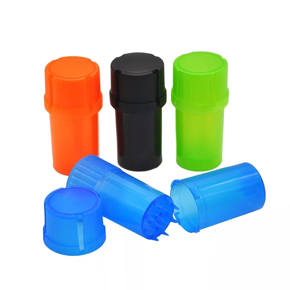 2022 Free Sample Hot Sale Plastic Smoke Grinders Custom Logo Anti-child Safety Lock Plastic Herb Grinder with Storage Container