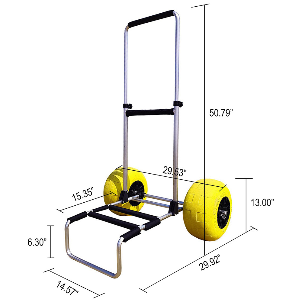 Large Wheels Aluminum Collapsible Fishing Cart Beach Hand Trolley On Sale