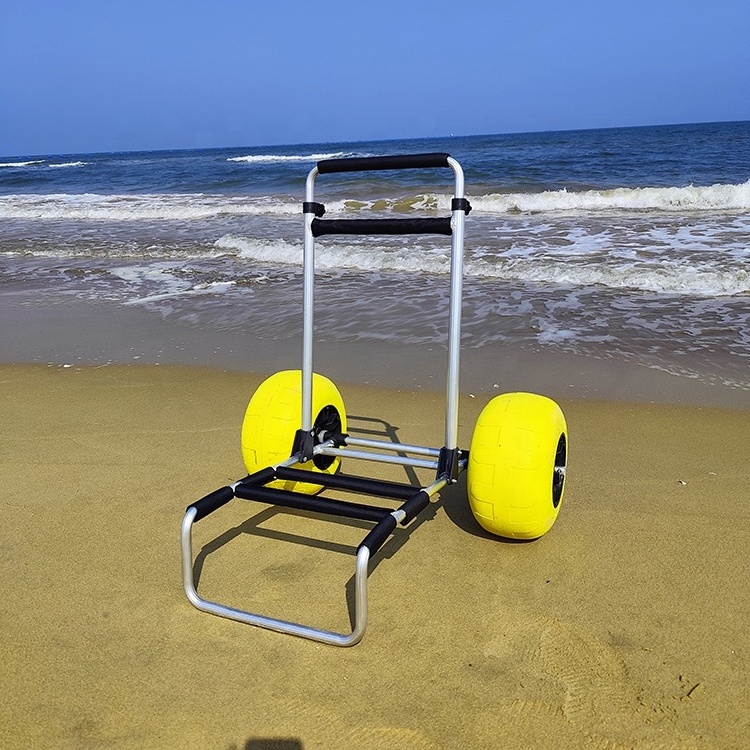 Large Wheels Aluminum Collapsible Fishing Cart Beach Hand Trolley On Sale