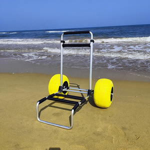 Large Wheels Aluminum Collapsible Fishing Cart Beach Hand Trolley On Sale