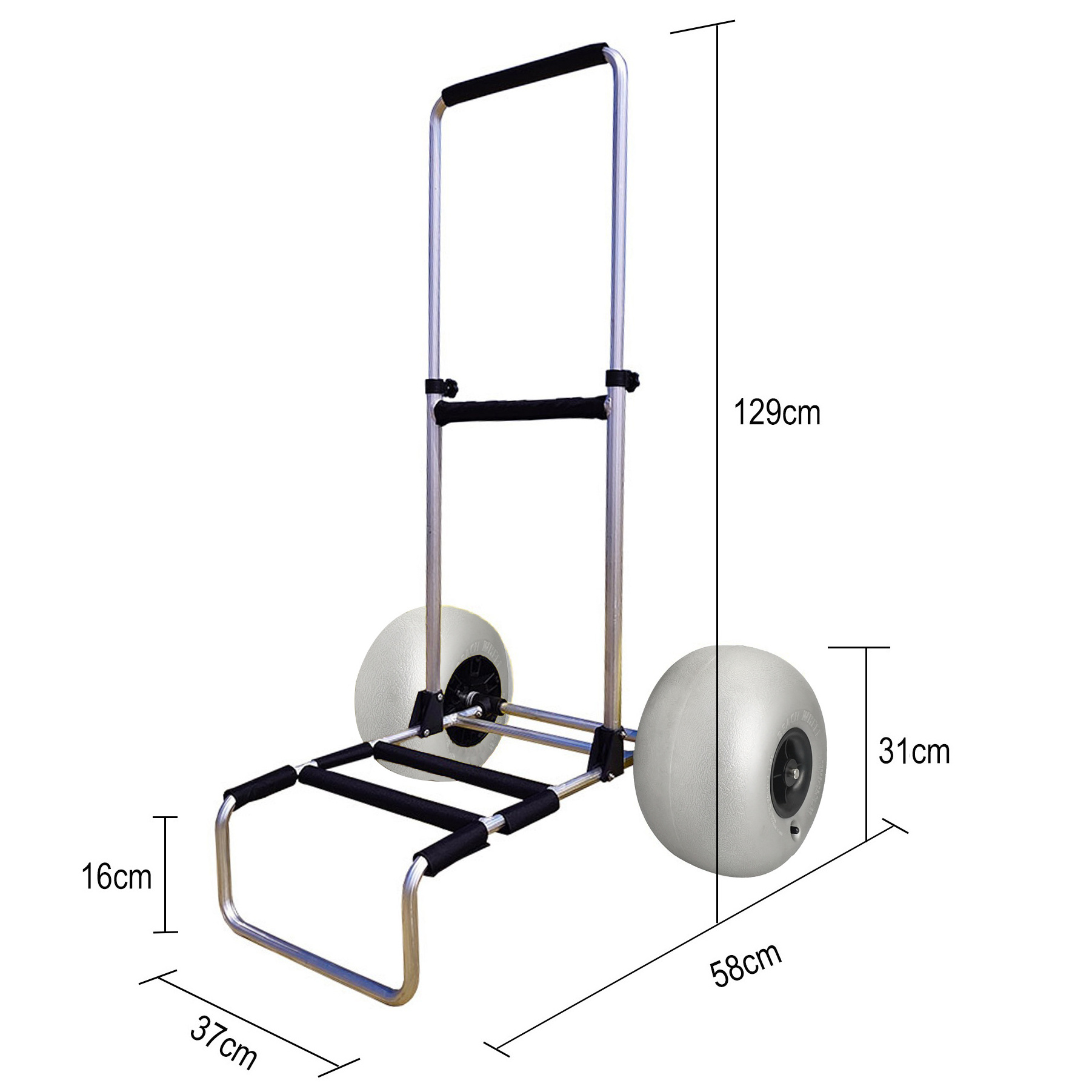 High Quality Collapsible Heavy Duty Aluminum Utility Fishing Carts Beach Carts with Balloon tyres