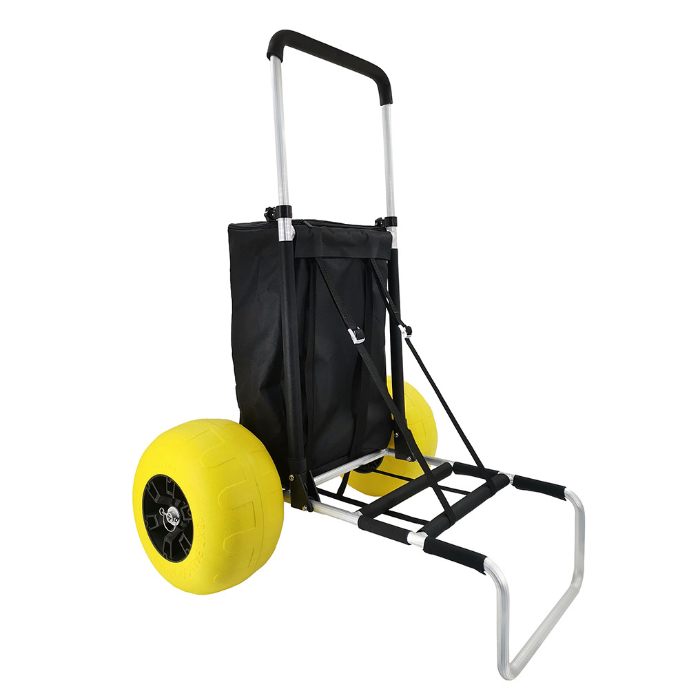 Large Wheels Aluminum Collapsible Fishing Cart Beach Hand Trolley On Sale