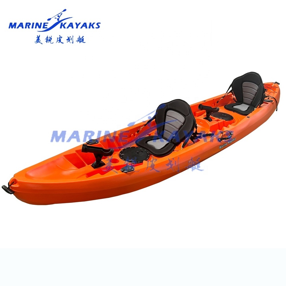 Recreational family sit on top fishing paddle sport plastic double classical boat 1+2 person kayak