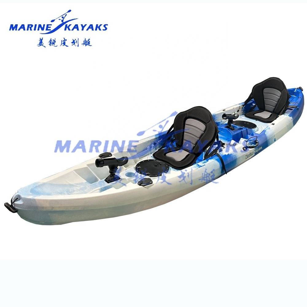 Recreational family sit on top fishing paddle sport plastic double classical boat 1+2 person kayak