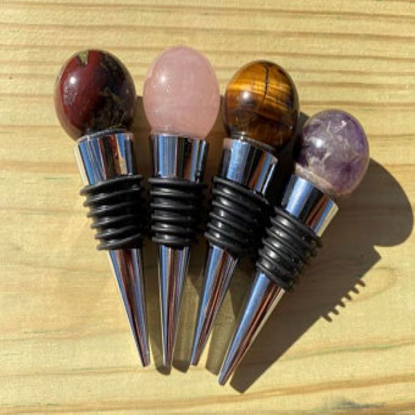 Wholesale Various Gemstone Sphere Wine Bottle Stopper for Hotel Decoration : export quality gemstone ball wine bottle stopper