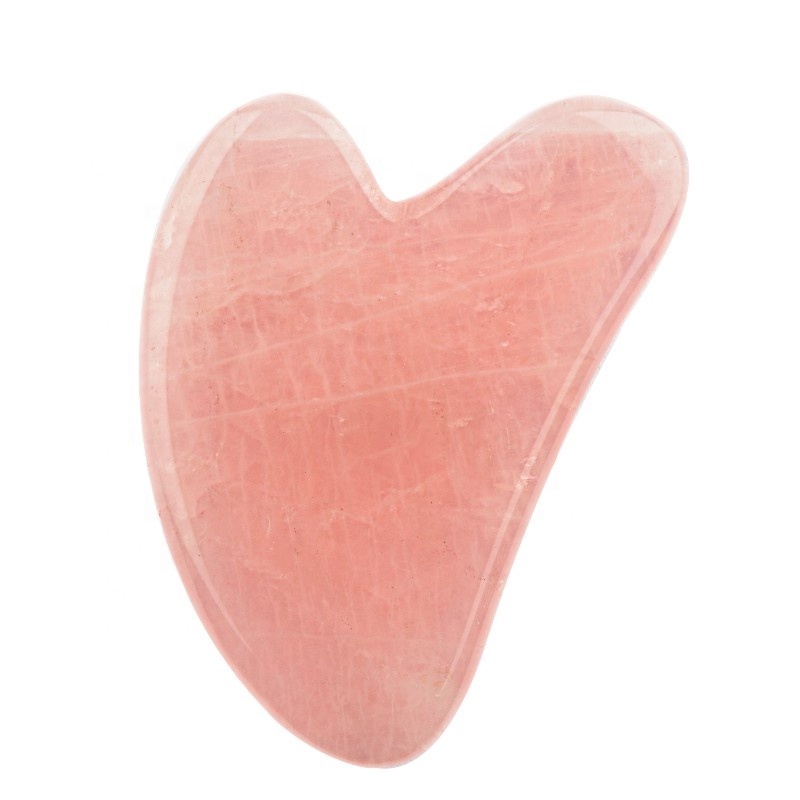 New Custom Logo Rose Quartz Gua Sha Cuarzo Scraping Board Heart Guasha Stone Rose Quartz Gua Sha Facial Tool Natural Jade Stone