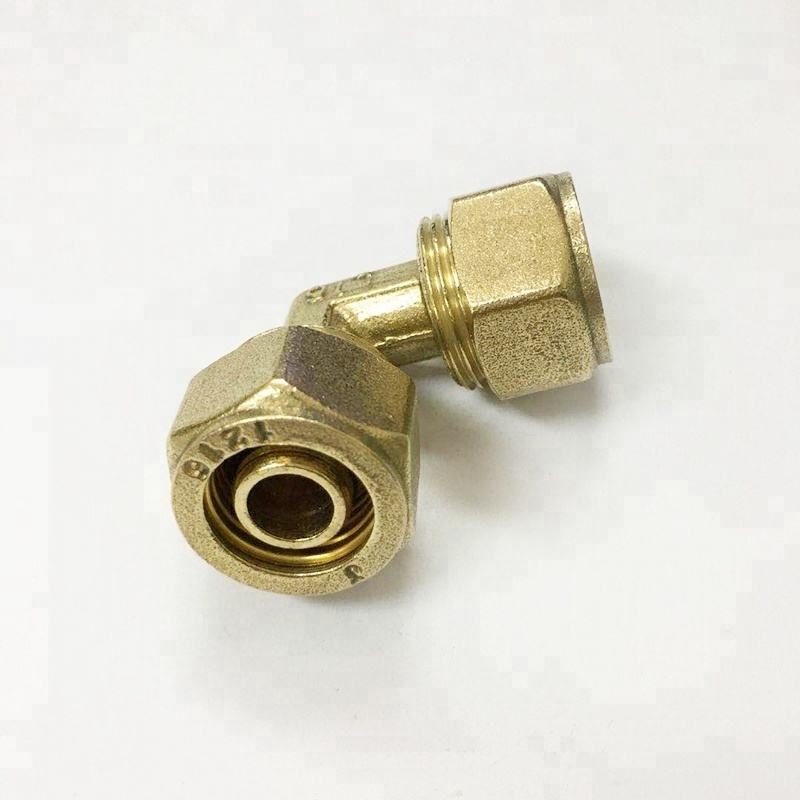 90 degree equal elbow brass compression fitting for pex al pex pipe