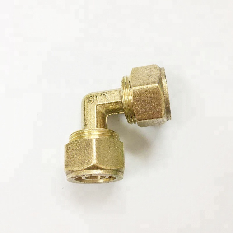 90 degree equal elbow brass compression fitting for pex al pex pipe