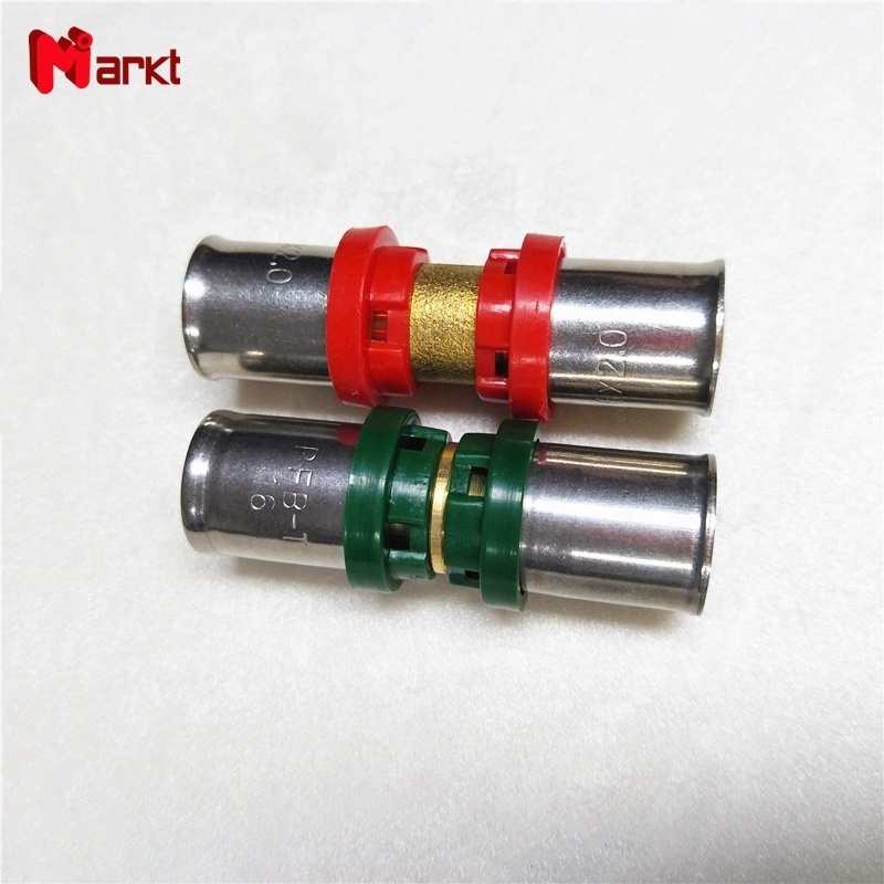 Less resistance and sound insulation high strength brass pex pipe gas press fittings