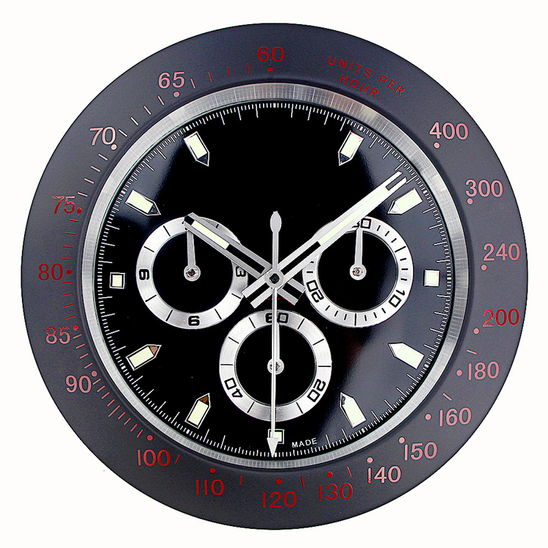 34 CM Luxury watch shape calendar wall clock wall watch clock with date and day metal DECORATIVE clock modern