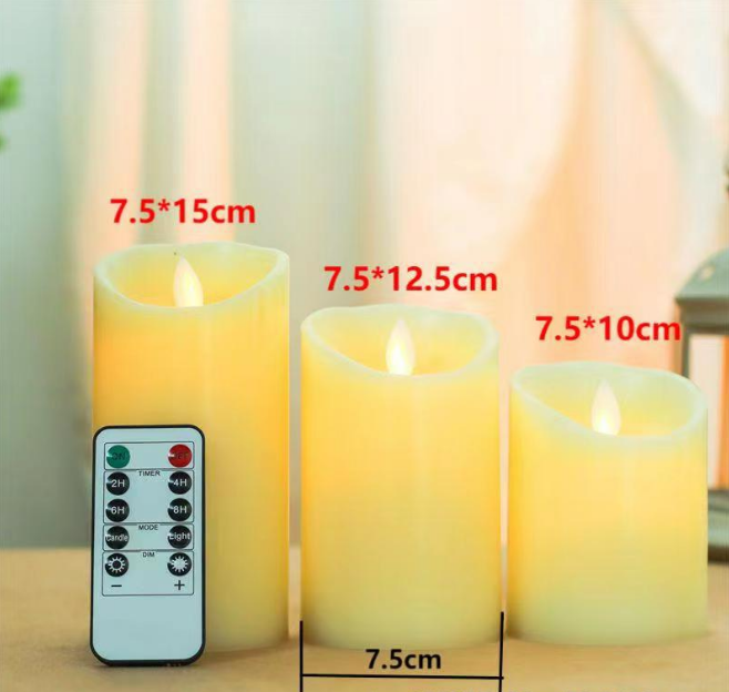 Remote Control flickering Moving Wick Led flameless candle with Timer