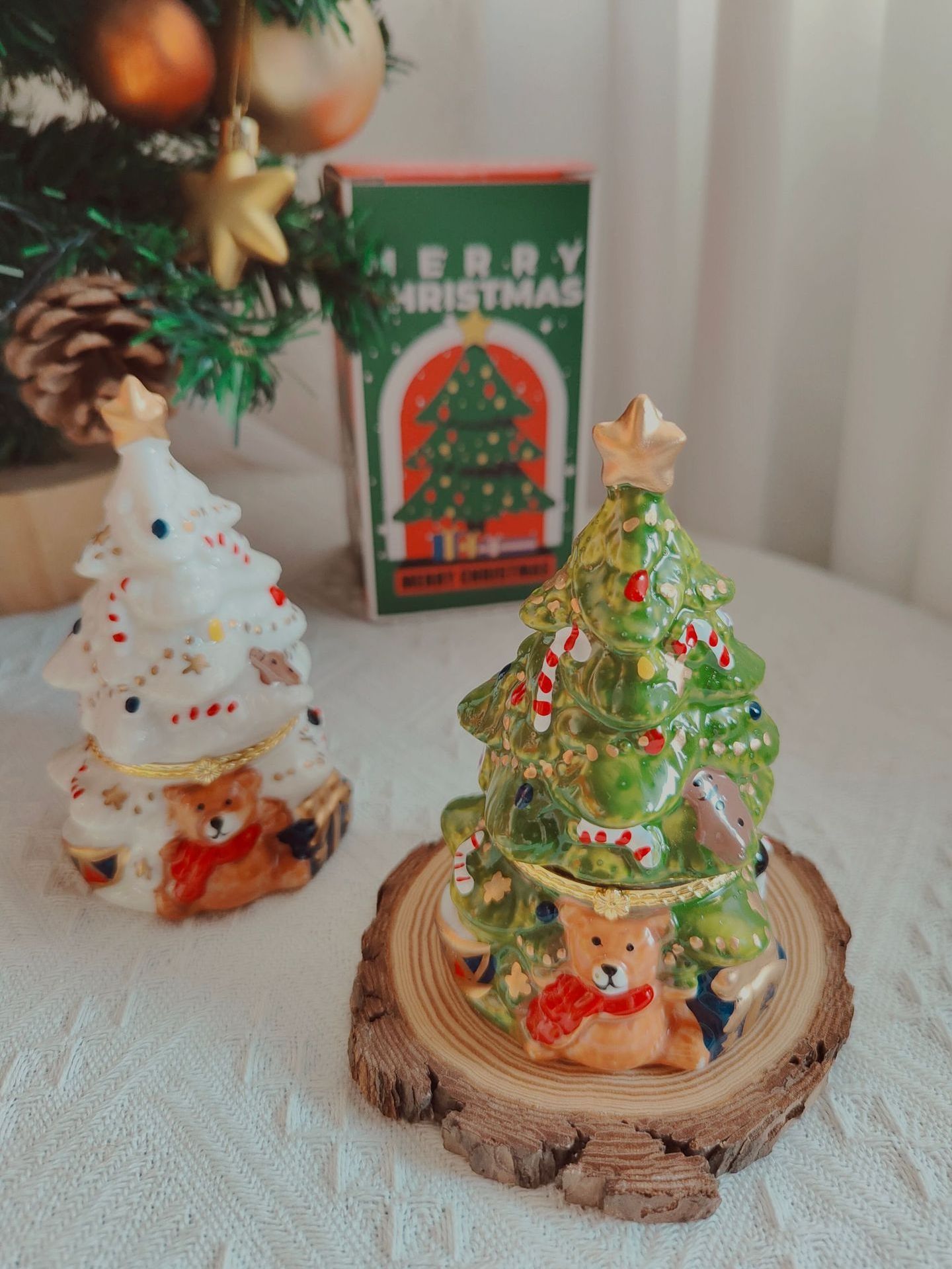 Ceramic Christmas Tree Santa Decoration Low Temperature Aromatherapy Candle Creative Cute Birthday Gift Set Scented Candle