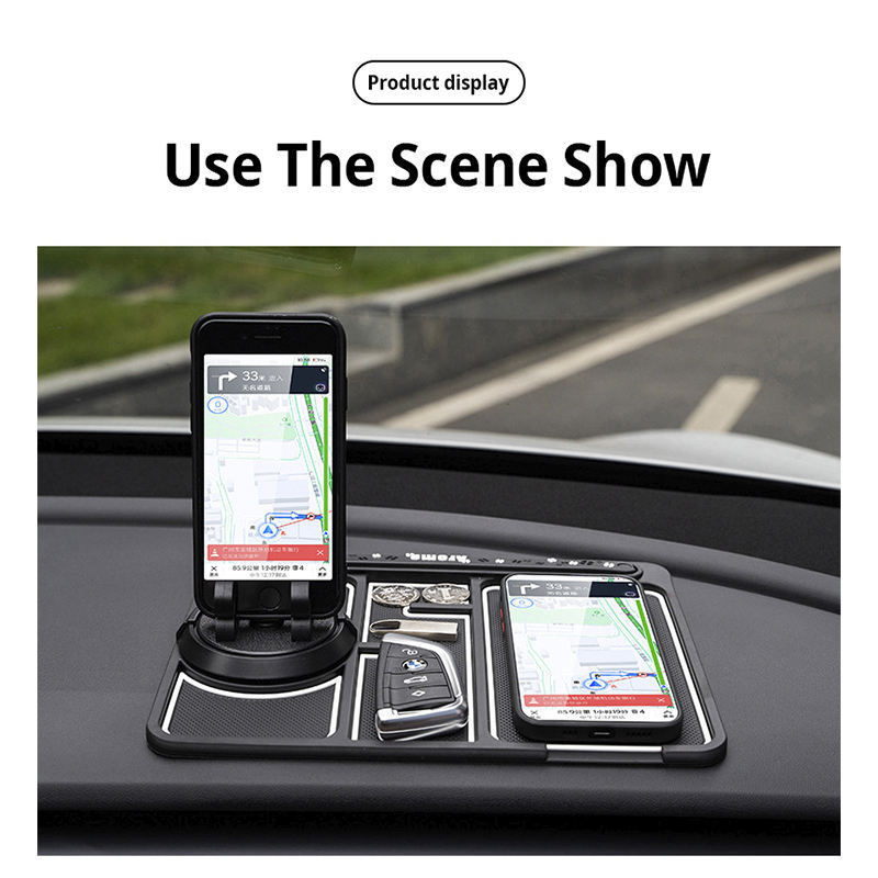 Car Dash Board Anti-Slip Grip Pad Non-Skid Sticky Mat with GPS Holder In-Car Mobile Phone Stand