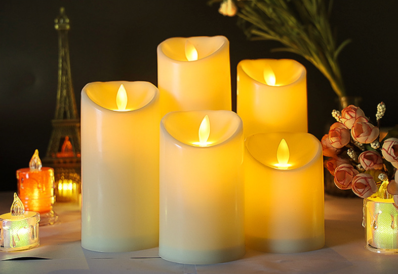 Remote Control flickering Moving Wick Led flameless candle with Timer