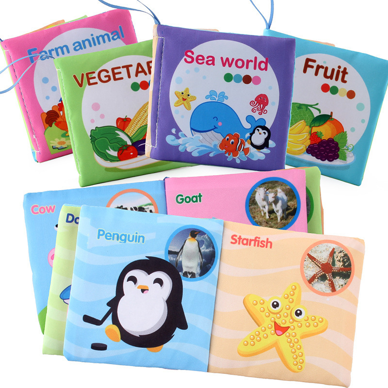 Enlightenment Early Learning Baby Cloth Book English Animal Transportation Cognitive Books Baby Cloth Book