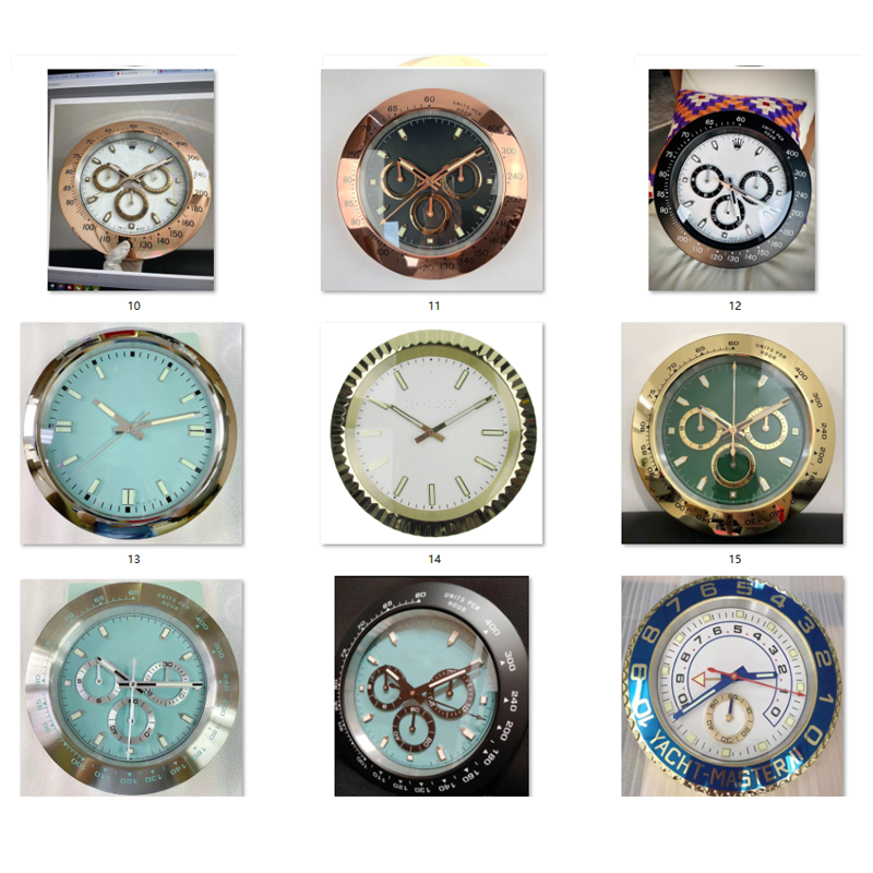 34 CM Luxury watch shape calendar wall clock wall watch clock with date and day metal DECORATIVE clock modern