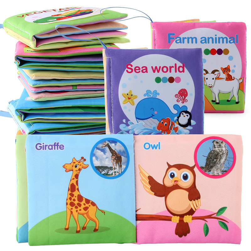 Enlightenment Early Learning Baby Cloth Book English Animal Transportation Cognitive Books Baby Cloth Book