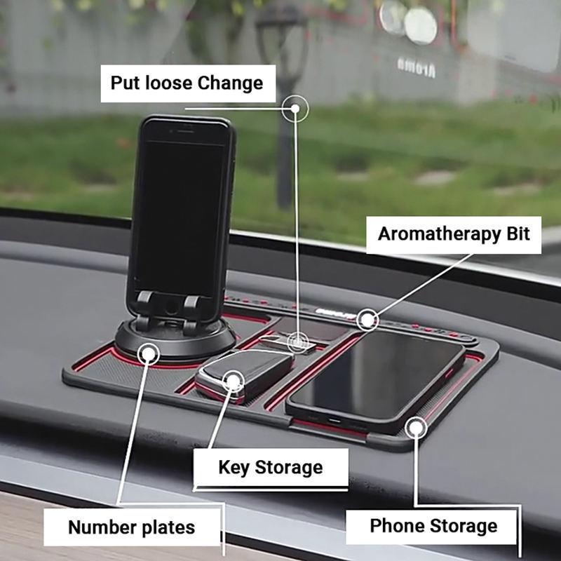 Car Dash Board Anti-Slip Grip Pad Non-Skid Sticky Mat with GPS Holder In-Car Mobile Phone Stand