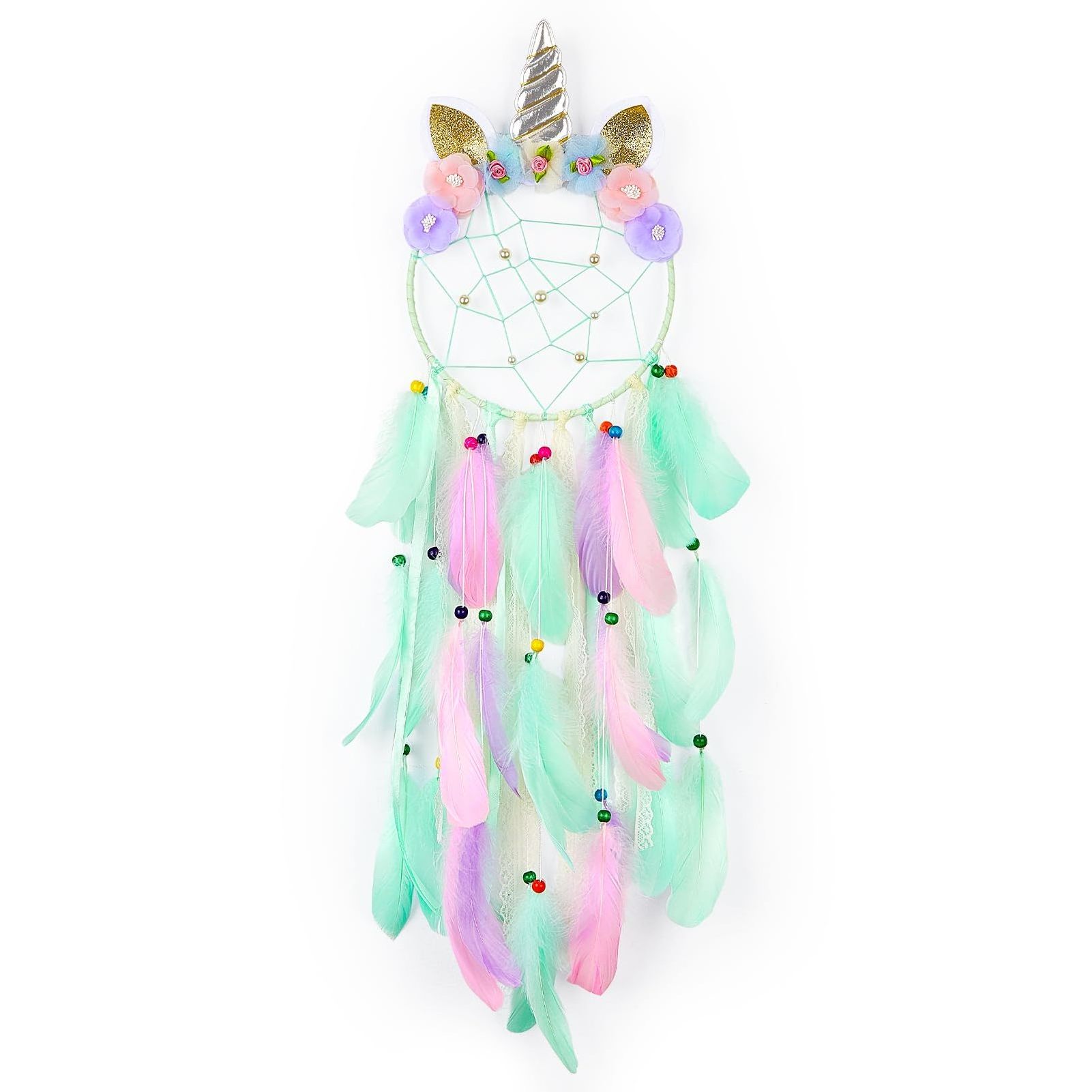 Dream Catchers for Kids Unicorn Wall Decor for Girls Bedroom Flower Feather Wall Hanging Decoration