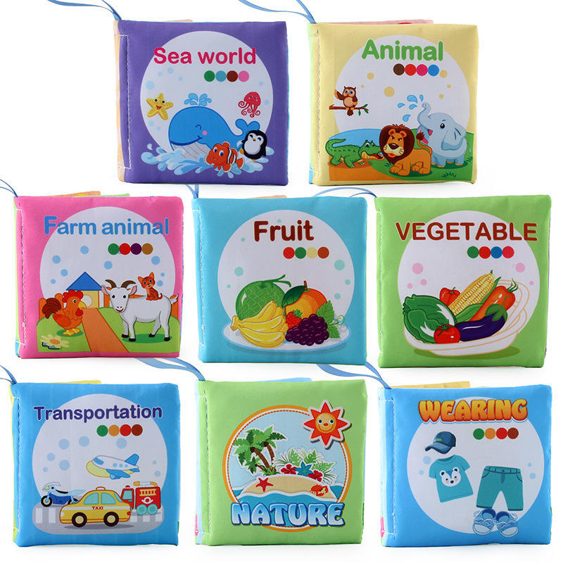 Enlightenment Early Learning Baby Cloth Book English Animal Transportation Cognitive Books Baby Cloth Book