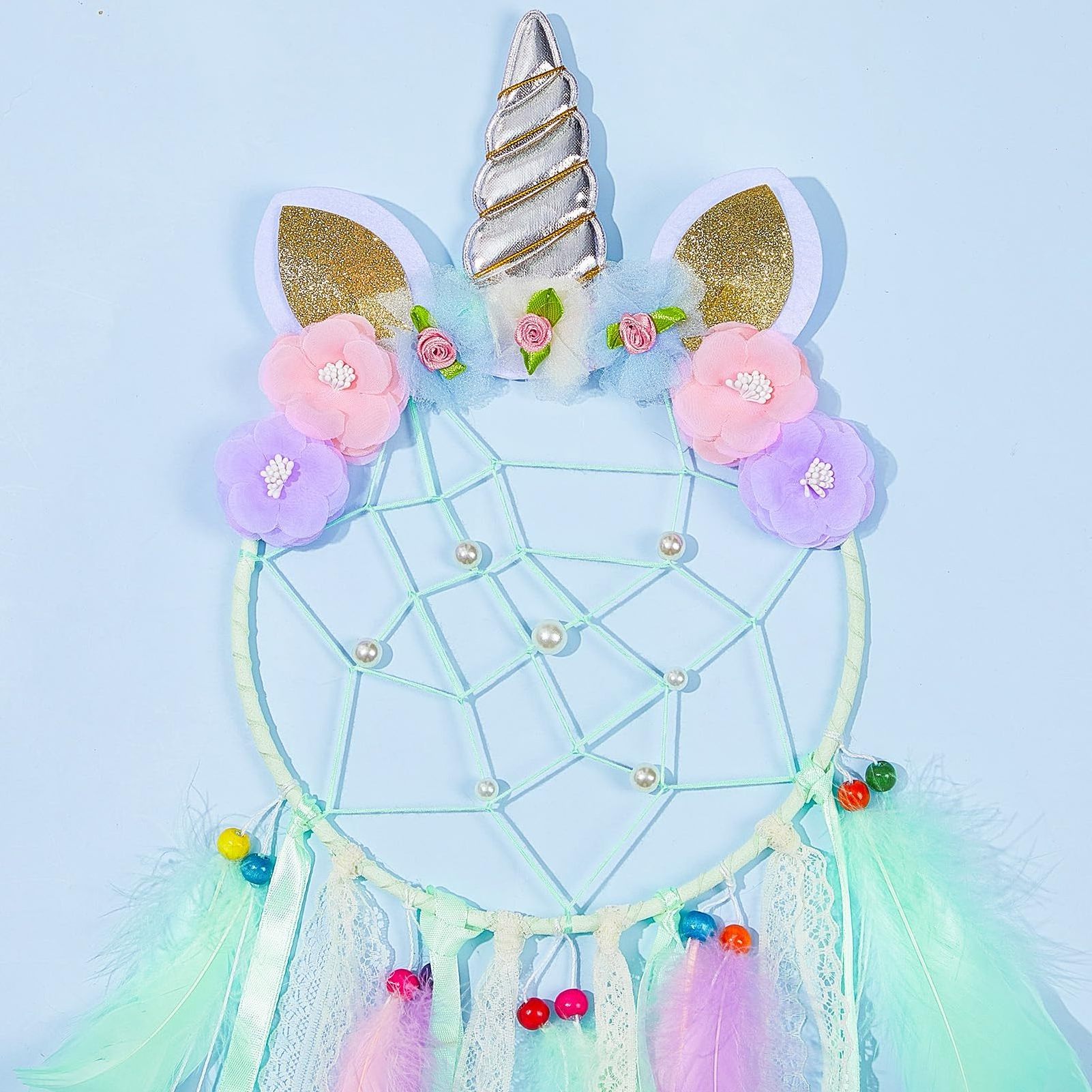 Dream Catchers for Kids Unicorn Wall Decor for Girls Bedroom Flower Feather Wall Hanging Decoration