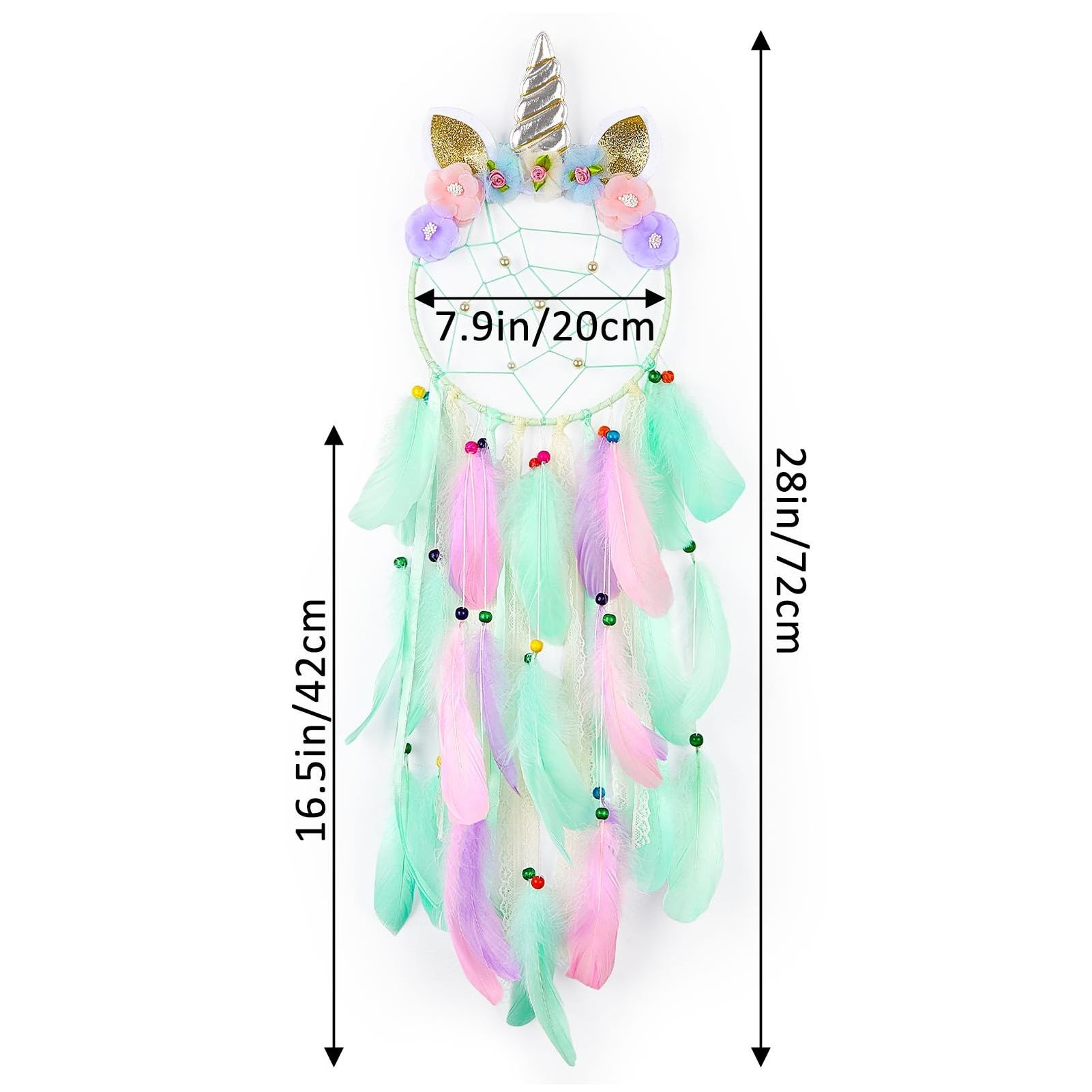 Dream Catchers for Kids Unicorn Wall Decor for Girls Bedroom Flower Feather Wall Hanging Decoration