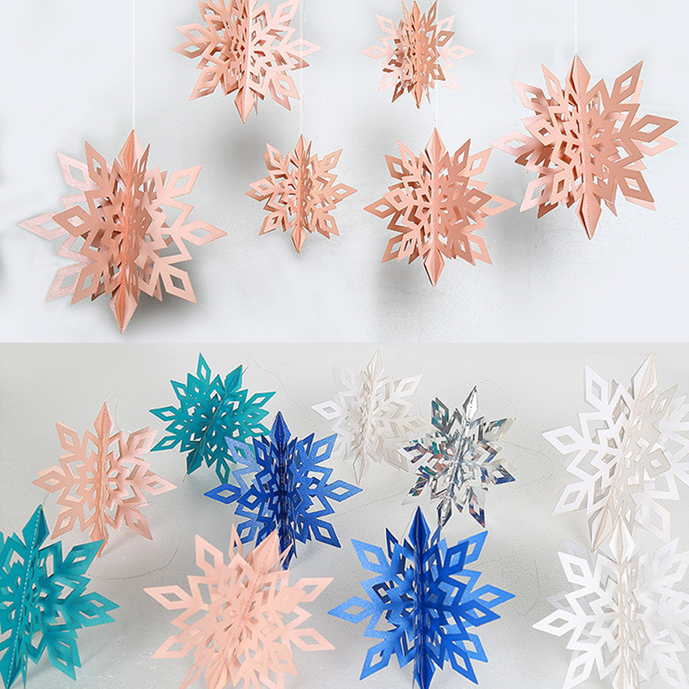 3D Garland Christmas Snowflake Hanging Paper Flag party Decorations