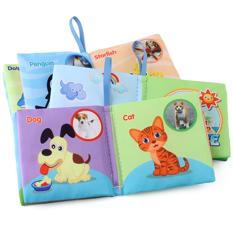 Enlightenment Early Learning Baby Cloth Book English Animal Transportation Cognitive Books Baby Cloth Book