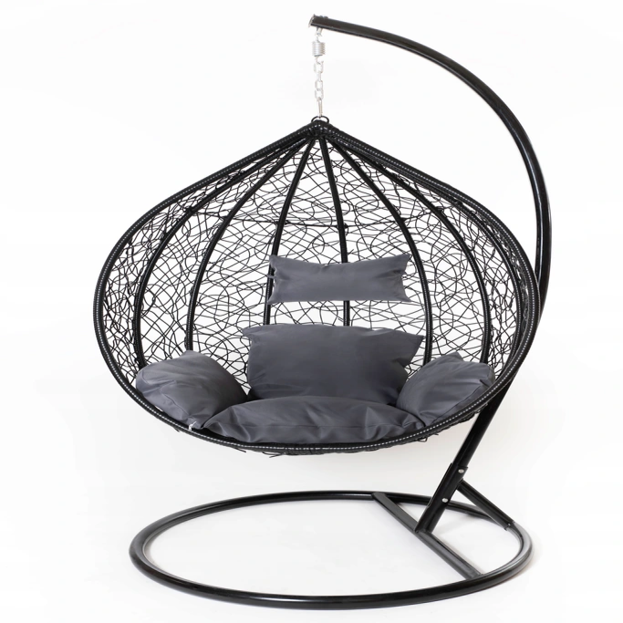 Outdoor New Design Patio Swing Chair Kid Adult Swing Hanging Indoor Garden Rattan Furniture Metal Stand Hammock