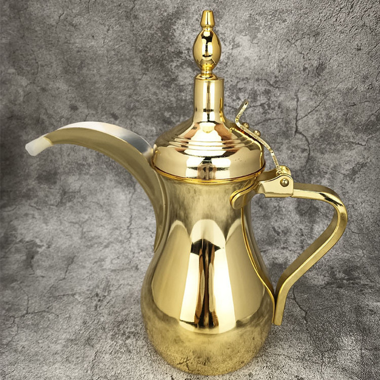 Hot Selling Gold Luxury Coffee Dallah China Stainless Steel Arabic Coffee Pot Dallah