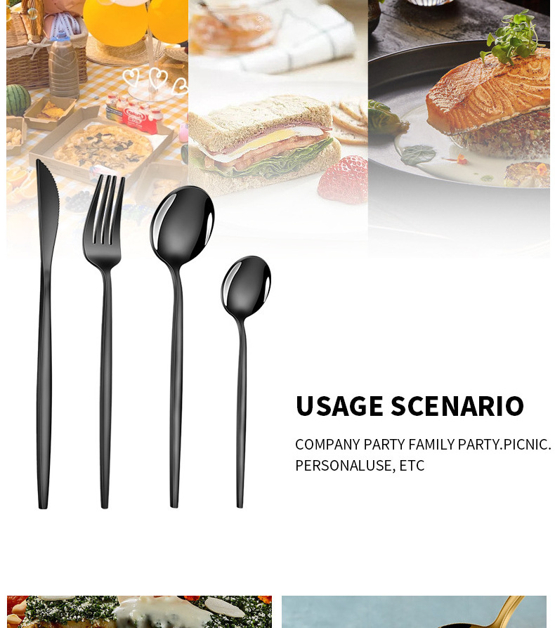 24pcs Cutlery Set Stainless Steel Flatware Tableware Spoon Fork Knife High Quality Dinnerware For Home Party