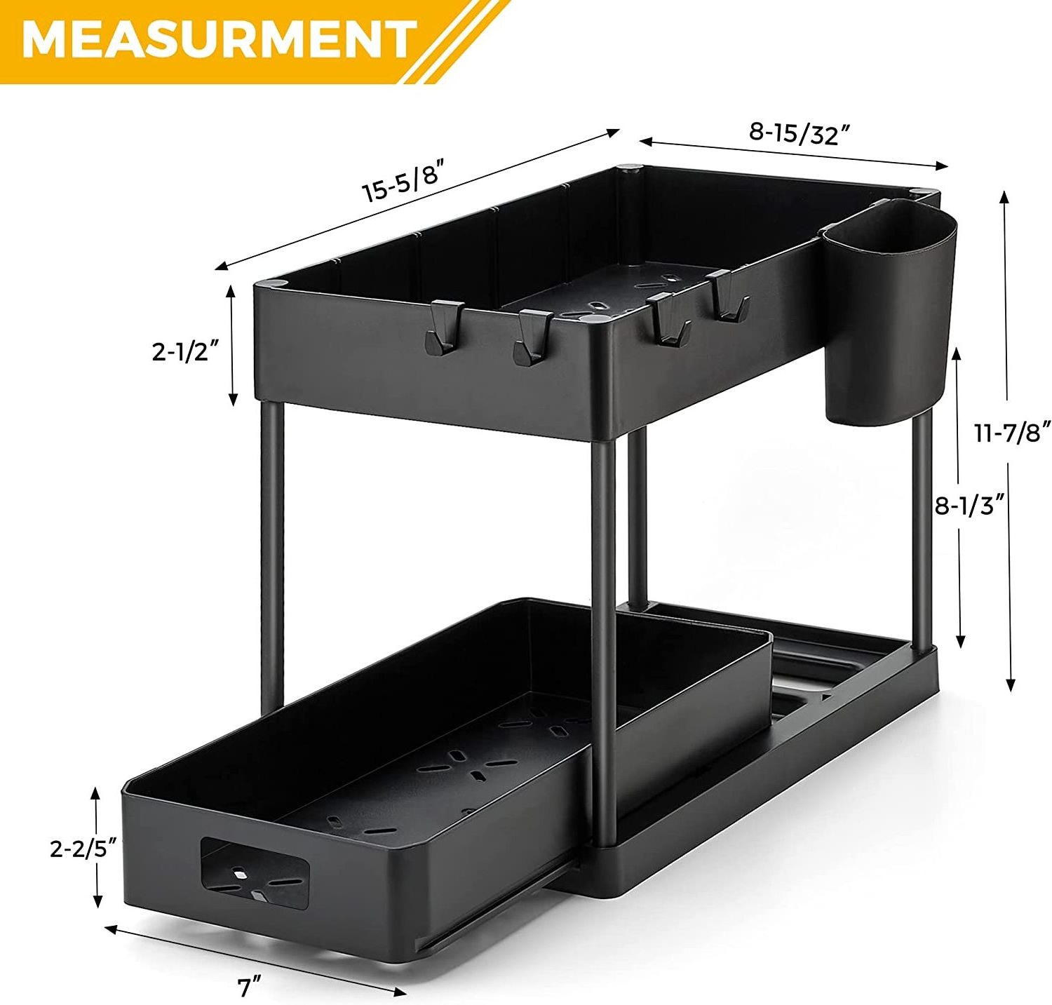 Pull Out Under Sink  2 Tier Multi Purpose Sink s Storage For Bathroom Kitchen Sink Storage  With Hook