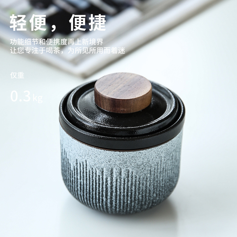 Portable Zen Travel Kung Fu Tea Set Outdoor Ceramic Japanese Tea Pot And Cup Set Mini Carrying Bag Filter Pot Tea Cup Set