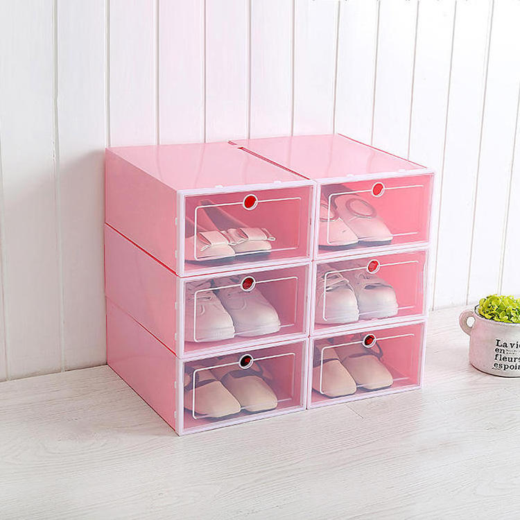 Modern Design Bedroom Foldable Clear Drawer Case Shoes Storage Box Plastic Stackable Shoe Organizer