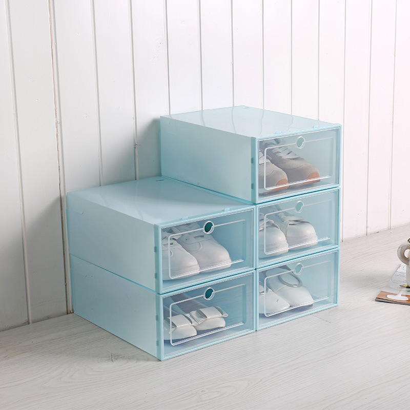 Modern Design Bedroom Foldable Clear Drawer Case Shoes Storage Box Plastic Stackable Shoe Organizer