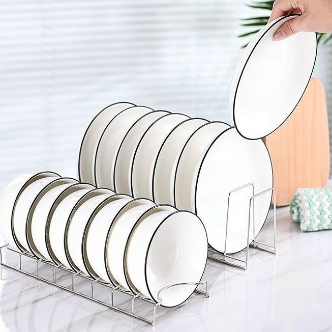 Kitchen Sink Stainless Steel Dish Rack Dish Drying Holder Rack Plate Storage Plate Rack Drying Metal Bowl Shelf