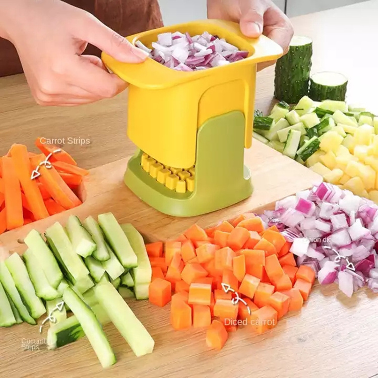 2-in-1 Vegetable Chopper Dicing & Slitting manual vegetable chopper Stainless Steel Mandoline Slicer