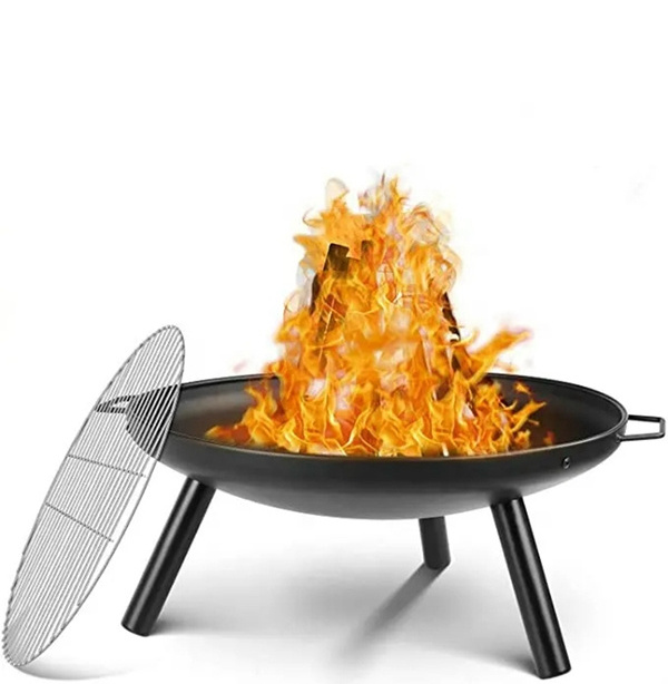 New design 24inch 60cm outdoor camping fire pit garden fire bowl with cooking grid