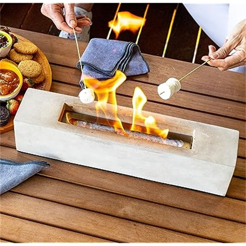 Stocked Rectangle Firepit Concrete Fire Pit Indoor Tabletop Fireplace Portable Fire Pit Bowl Outdoor Table Top Fire Pit